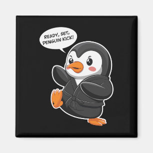 Aimant Set prêt Penguin Kick Martial Art Karate Cute Pen