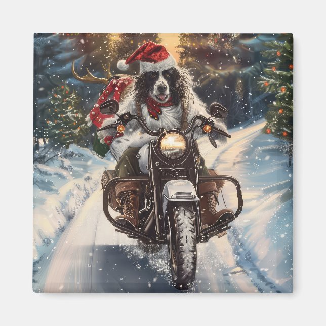 Aimant Setter Anglais Chien à Moto Noël (Devant)