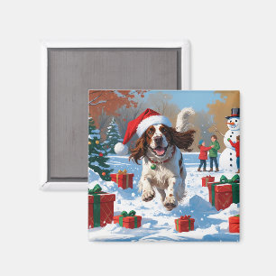 Aimant Setter anglais coule dans la neige avec Casquette 