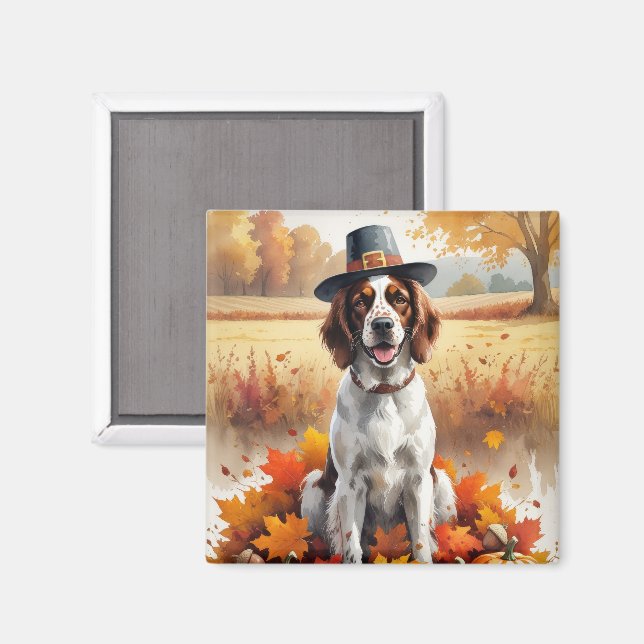 Aimant Setter Anglais Dans Feuilles D'automne Art De Than (Recto/Verso)