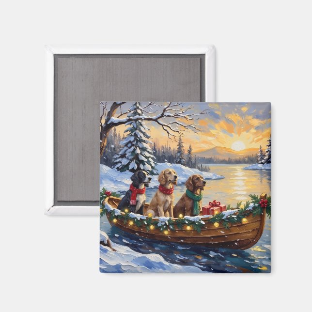 Aimant Setter Anglais Noël Bateau Fêtes (Recto/Verso)