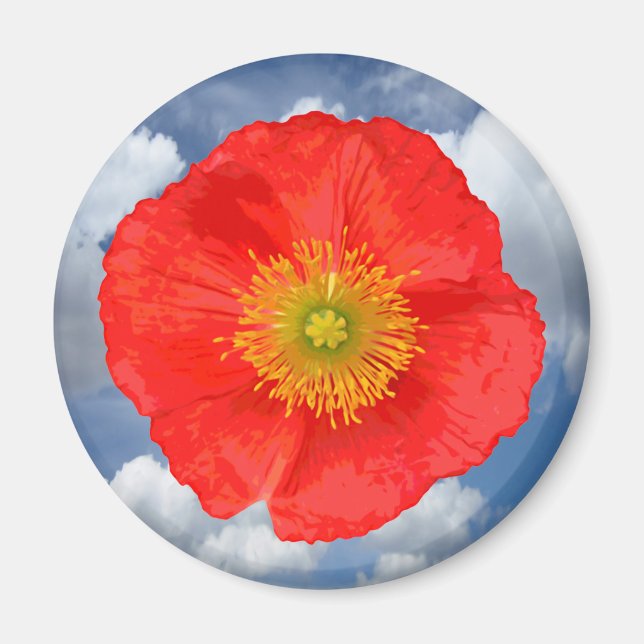 Aimant Seule une fleur de pavot + votre texte et vos idée (Devant)