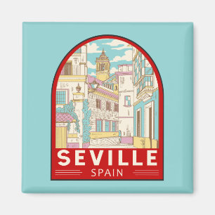 Aimant Seville Spain Travel Retro Emblem