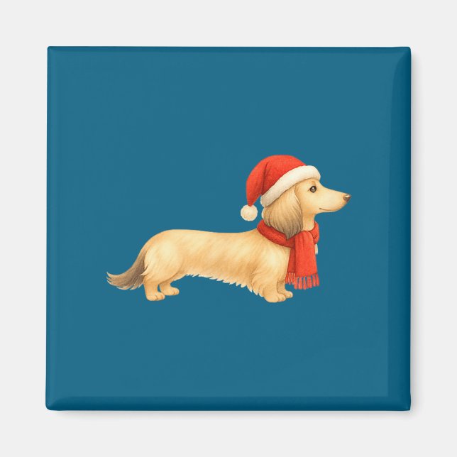 Aimant Shaded Cream Christmas Dachshund Dog Mom Funny Cut (Devant)
