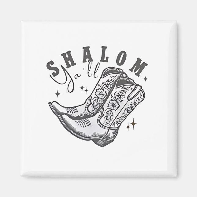 Aimant Shalom Y'all Cowboy juif Hanoukka Ouest (Devant)