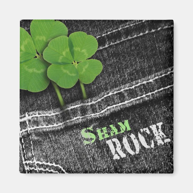Aimant Sham Rock. Black Denim St. Patrick's Day (Devant)