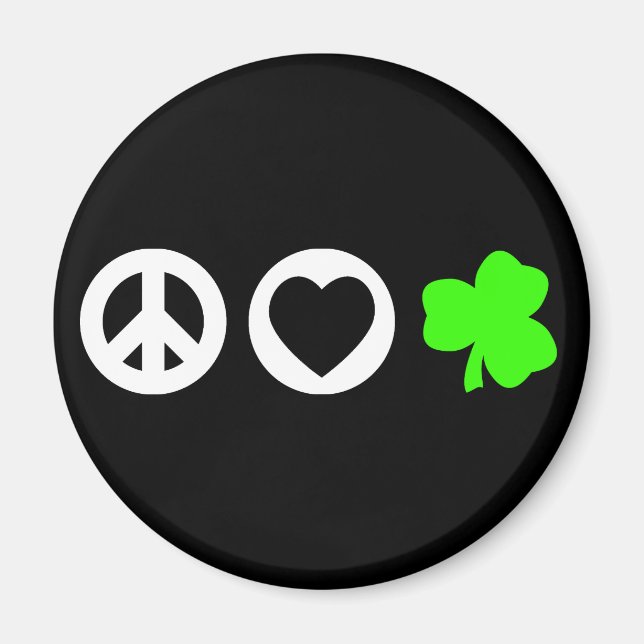 Aimant Shamrock d'amour pour la paix (Devant)