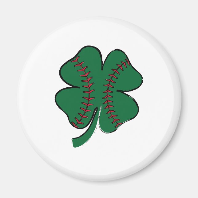 Aimant Shamrock de baseball vintage St Patrick's Day (Devant)