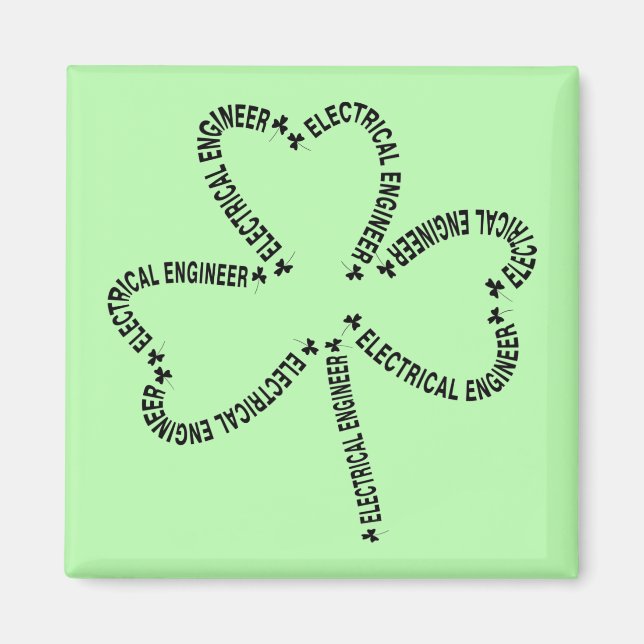 Aimant Shamrock de texte de l'ingénieur électrique (Devant)