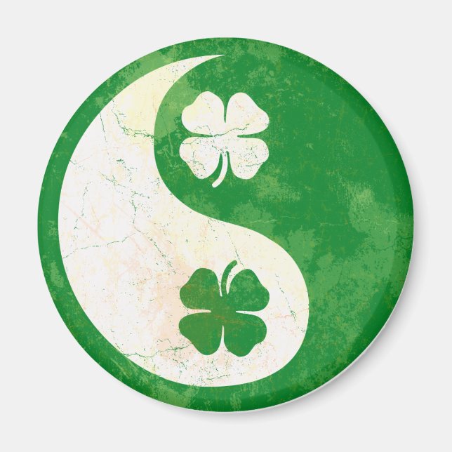 Aimant Shamrock irlandais Yin Yang (Devant)