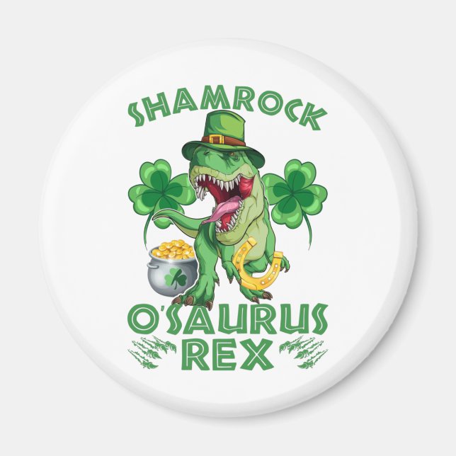 Aimant Shamrock O'saurus Rex | Saint Patrick's Day (Devant)