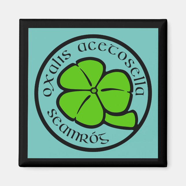Aimant Shamrock Turquoise vert Saint Patrick's Day Floral (Devant)