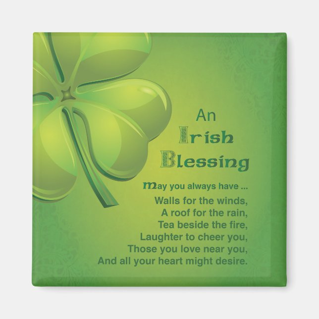 Aimant Shamrock vert d'Irlande Blessings (Devant)