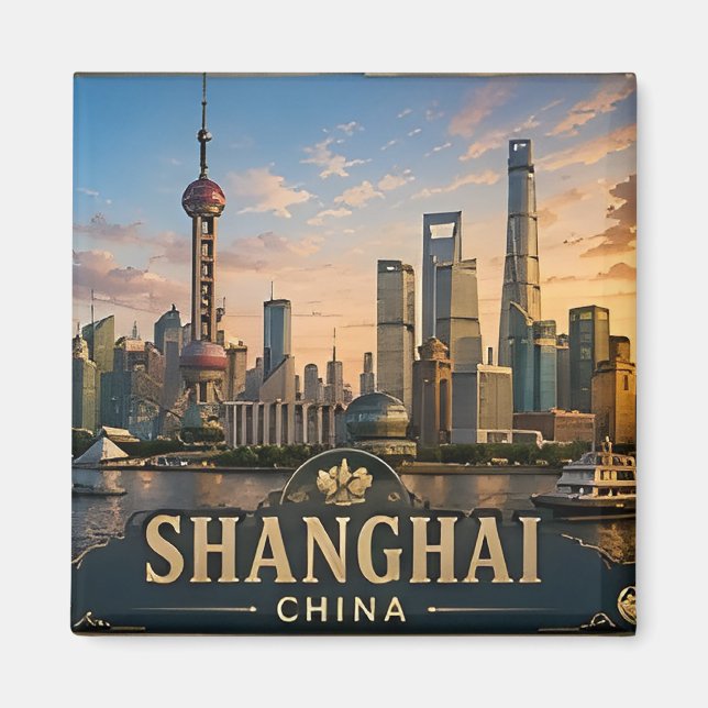 Aimant 🏙️ Shanghai Chine Mémoire de vacances pour les vo (Devant)