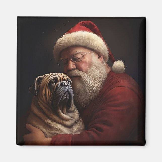 Aimant Shar Pei avec le Père Noël Noël Festif  (Devant)