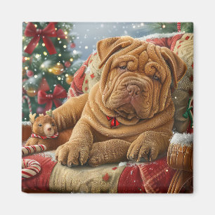 Aimant Shar Pei Chien Noël Festif