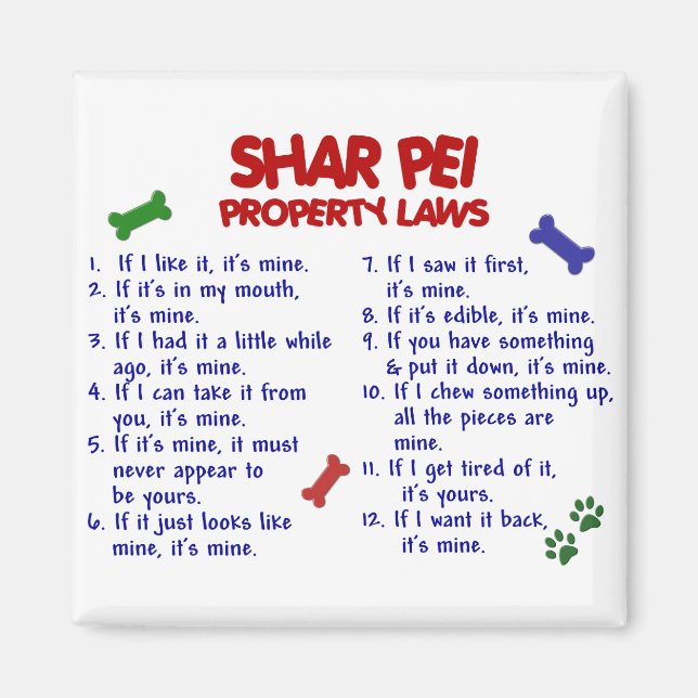 Aimant SHAR PEI, propriété Lois 2 (Devant)