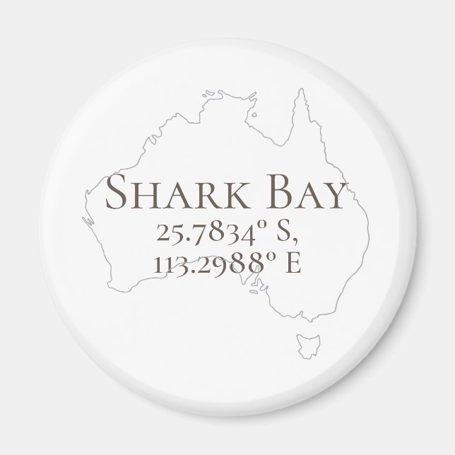 Aimant Shark Bay Australia Latitude & Longitude  (Devant)