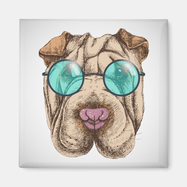 Aimant Sharpei dans les lunettes de soleil (Devant)