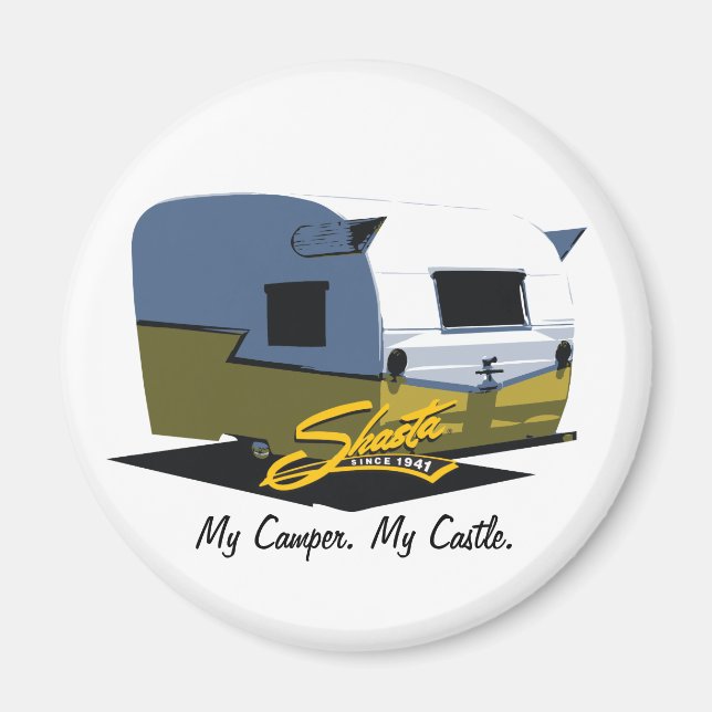 Aimant Shasta Camper Vintage - Jaune (Devant)