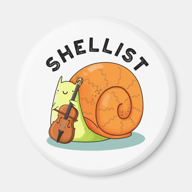 Aimant Shellist Funny Snail Cello Pun (Devant)