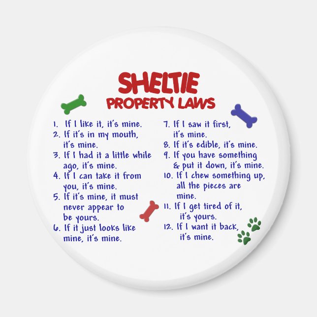 Aimant SHELTIE, lois sur les propriétés 2 (Devant)