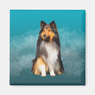 Aimant Sheltie Shetland Sheepdog Art Portrait