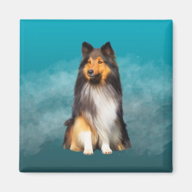 Aimant Sheltie Shetland Sheepdog Art Portrait (Devant)