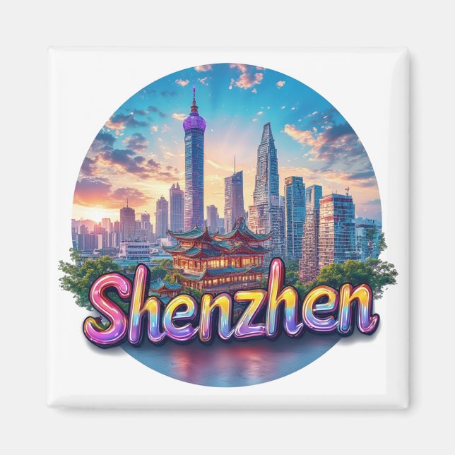 Aimant Shenzhen Chine Cadeau de Voyage Mémoire 🗺️ (Devant)