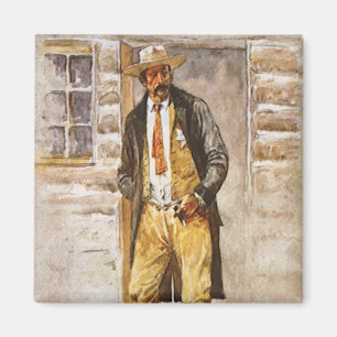 Aimant Sheriff Portrait par Seltzer, Vintage West Cowboy