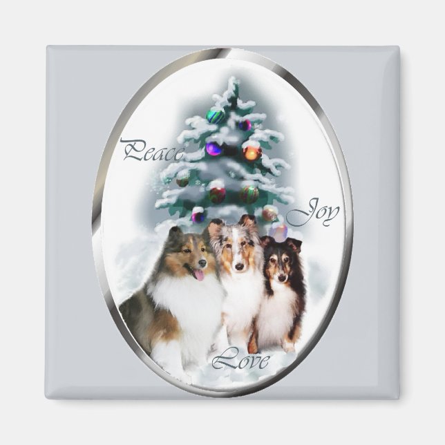 Aimant Shetland Sheepdog Cadeaux de Noël (Devant)