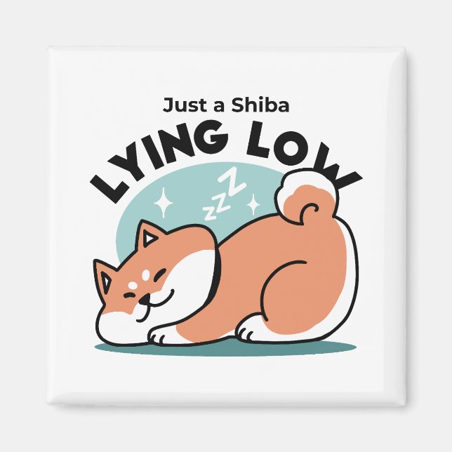Aimant Shiba Inu Art : Juste un Shiba Lying Low (Devant)