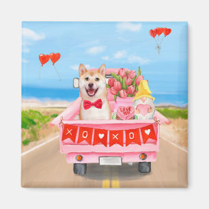 Aimant Shiba Inu Dog Valentine's Day Truck Hearts