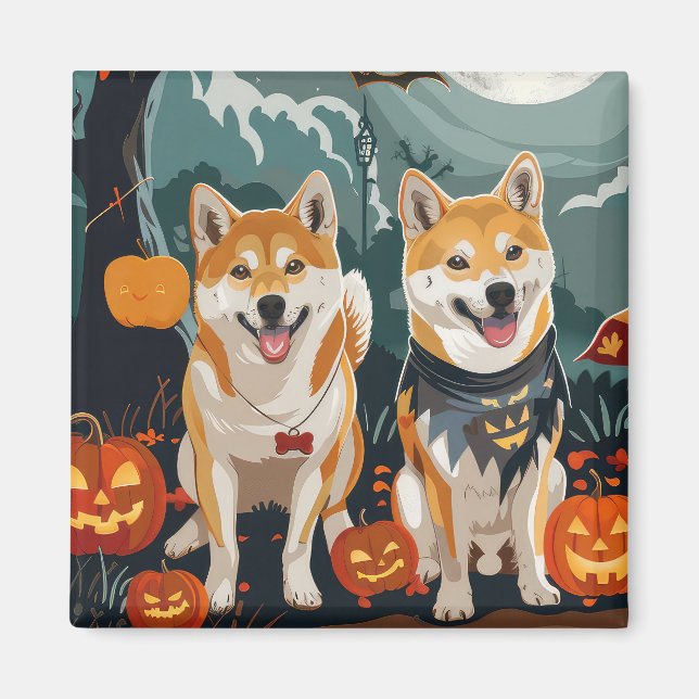 Aimant Shiba Inu Halloween Épouvantable (Devant)