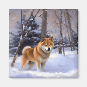 Aimant Shiba Inu Laissez Neige Noël