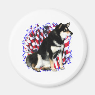 Aimant Shiba Inu (noir) Patriote