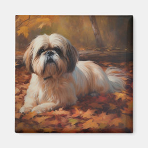Aimant Shih Tzu à l'automne Feuilles automne Inspire