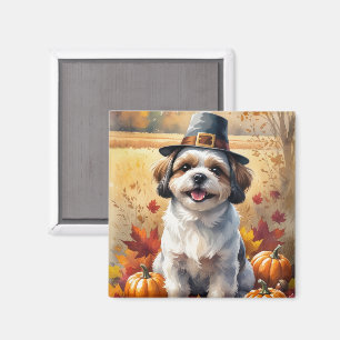Aimant Shih Tzu Dans L'art De La Fête Des Feuilles D'auto