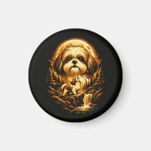 Aimant Shih Tzu hurlant à la Lune Chien drôle