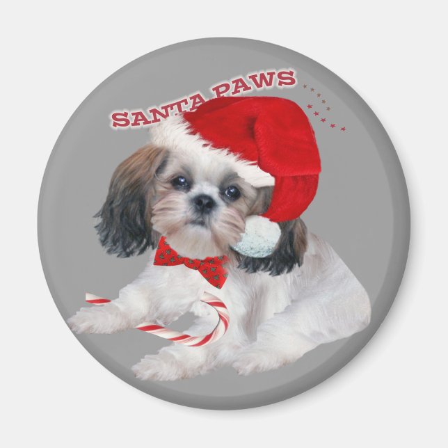 Aimant Shih Tzu Père Noël Paws cadeaux (Devant)