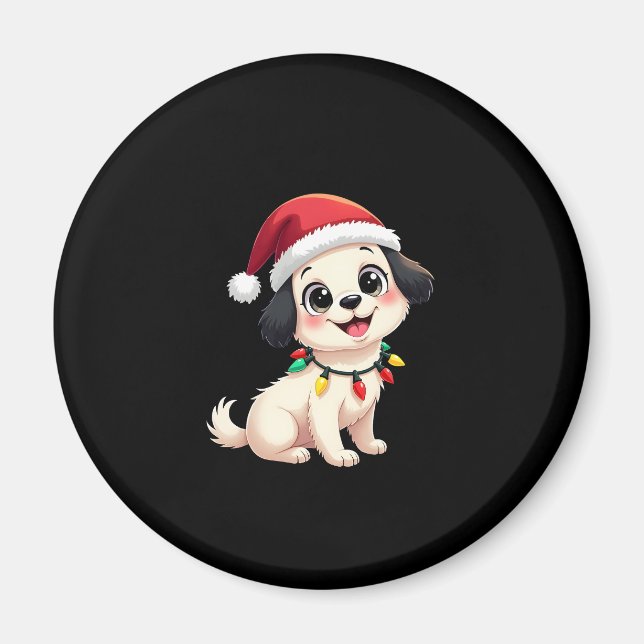 Aimant Shih Tzu Santa Christmas Tree Lights Xmas Dog Love (Devant)