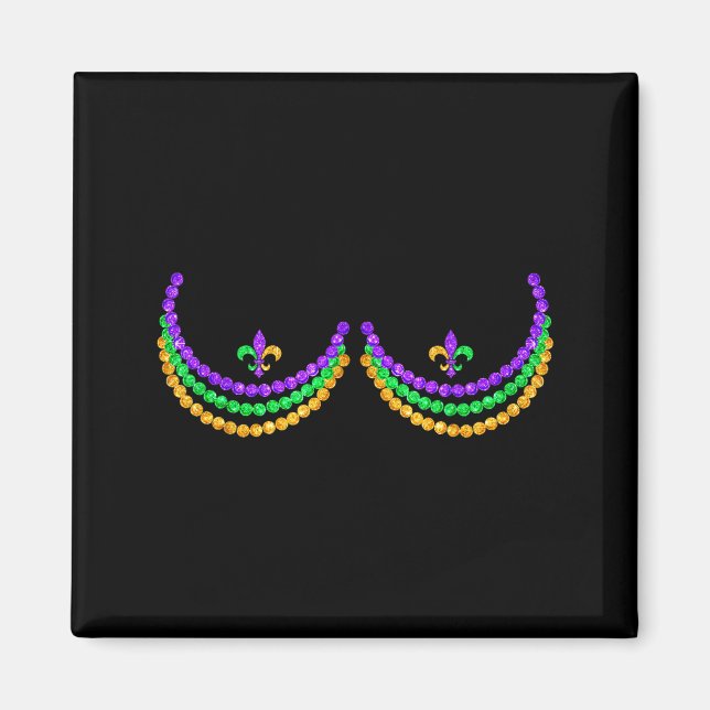 Aimant Shirt Mardi Gras Funny Beads S Outline Costume Hum (Devant)