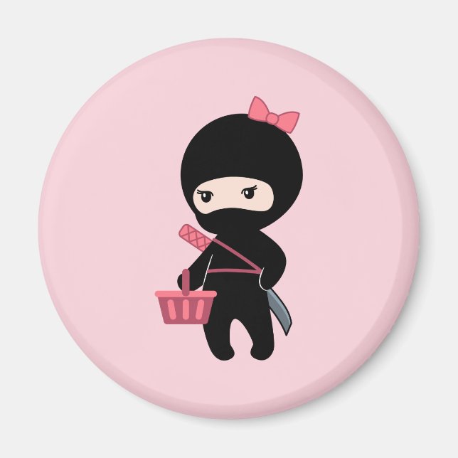 Aimant Shopping Ninja Girl sur rose (Devant)