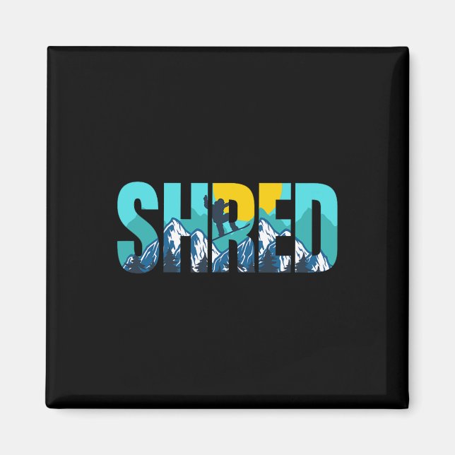 Aimant Shred Mountain Snowboard Pistes Sunset Graphisme (Devant)