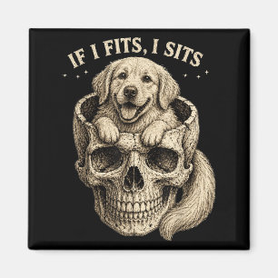 Aimant Si ça rentre ça s'assoit Crâne de Golden Retriever