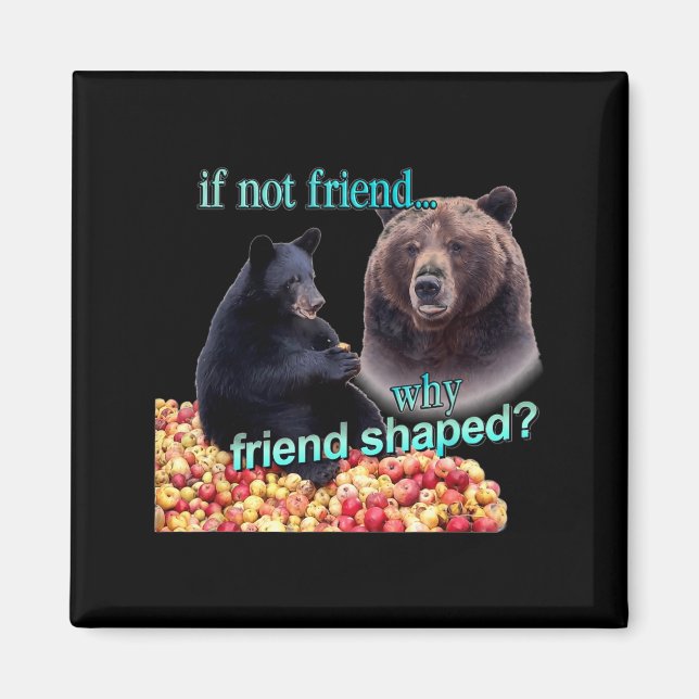 Aimant Si pas ami, pourquoi ami en forme d'ours drôle ama (Devant)