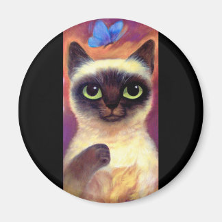 Aimant Siamese Cat Feline Papillon Art - Multi