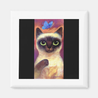 Aimant Siamese Cat Feline Papillon Art - Multi