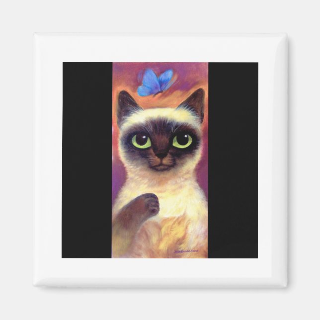 Aimant Siamese Cat Feline Papillon Art - Multi (Devant)