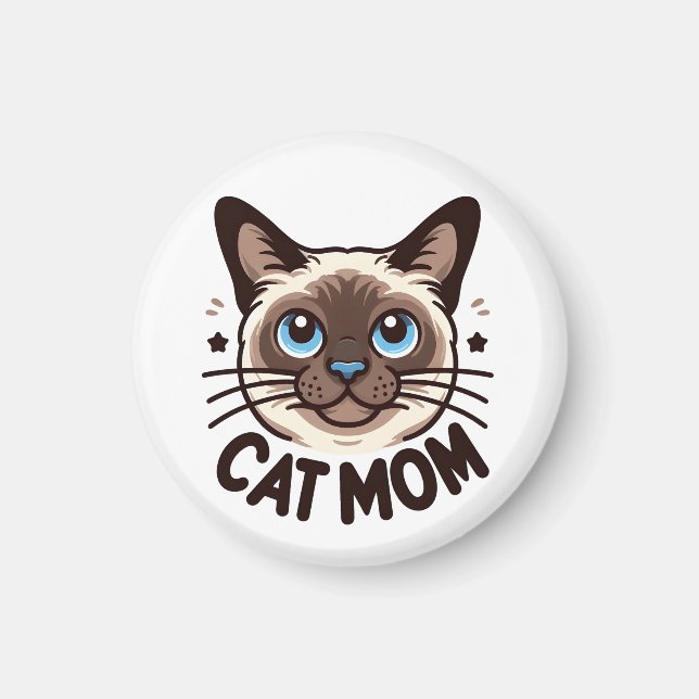 Aimant Siamese Chat Maman Mère jour Cadeau pour Féline Am (Devant)